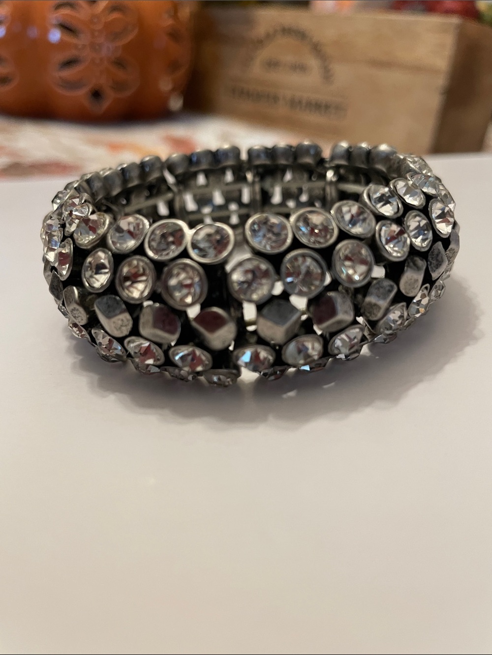 Lia Sophia Silver-Tone Crystal Stretch Bracelet